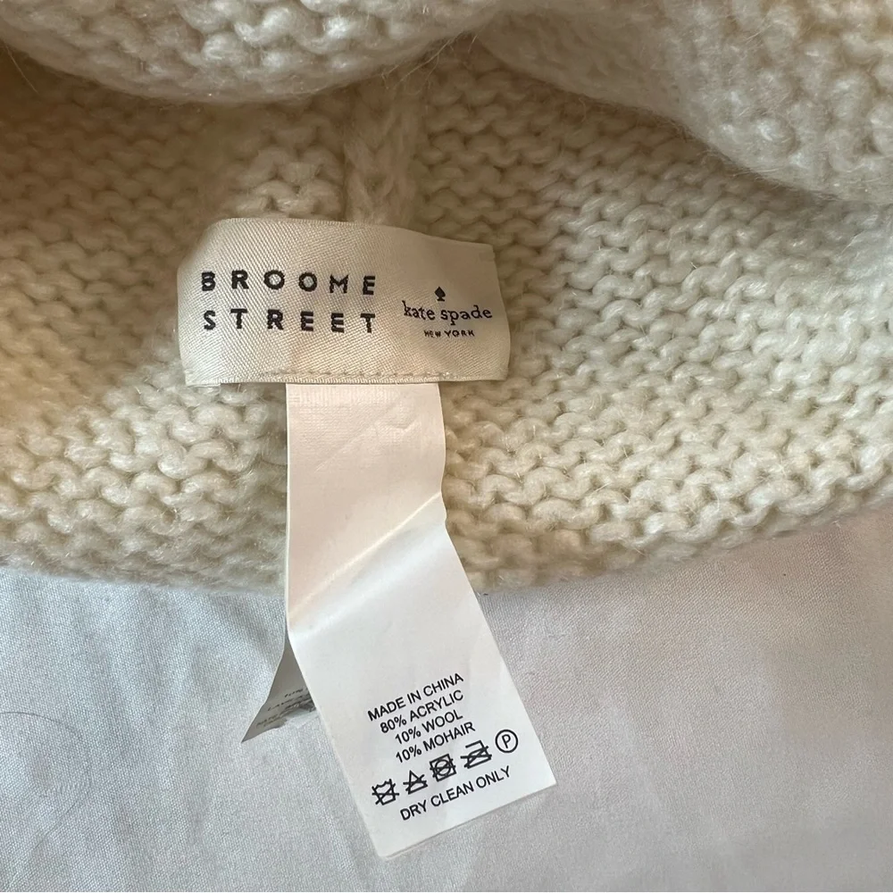 Kate‎ Spade Broome Street Wink Beanie Cream Pom Pom Hat
